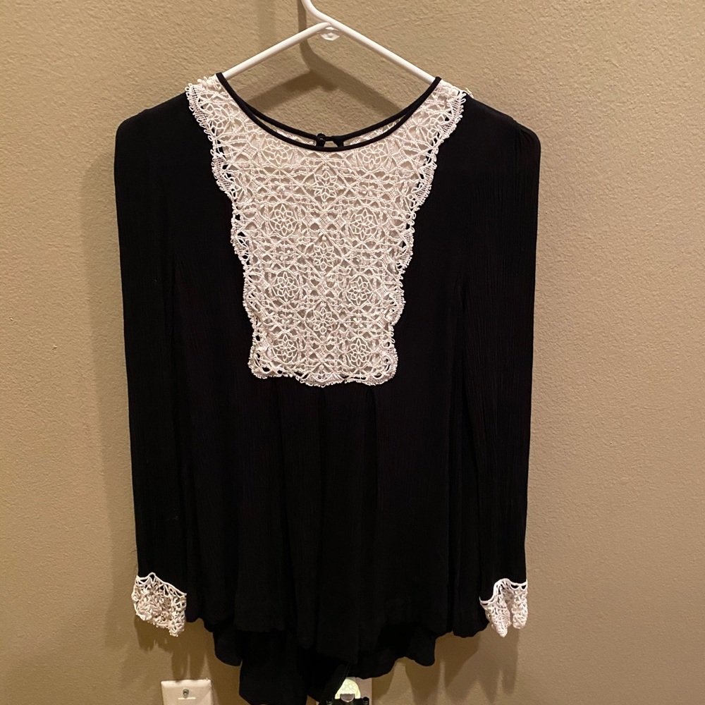 Anthropologie Black and White high neck longsleeve